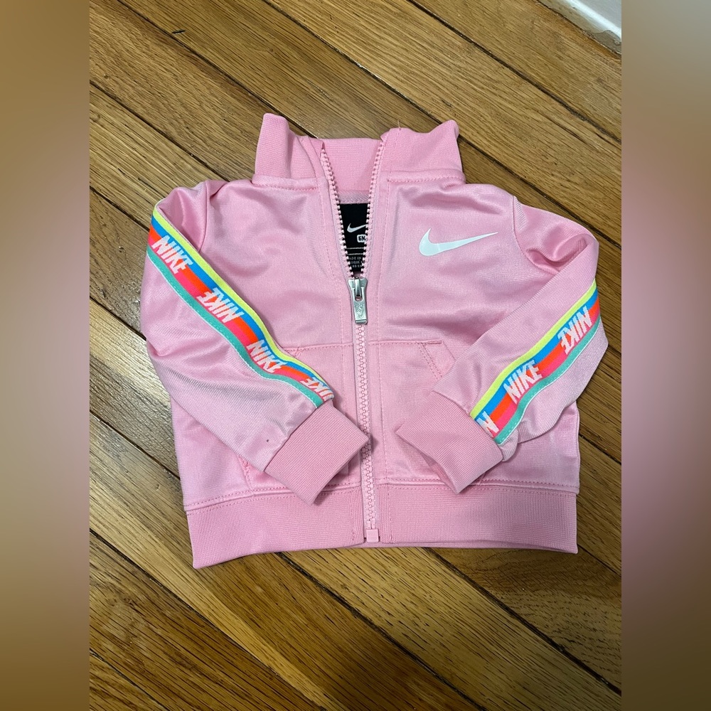 6m Pink Nike zip up track suit with pants